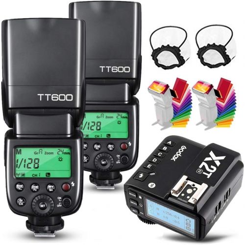  Godox 2X TT600 HSS 2.4G Wireless Master/Slaver Flash Speedlite & Receiver Godox X2T-N Remote Trigger Transmitter Kit Built-in Godox X System Compatible for Nikon Cameras