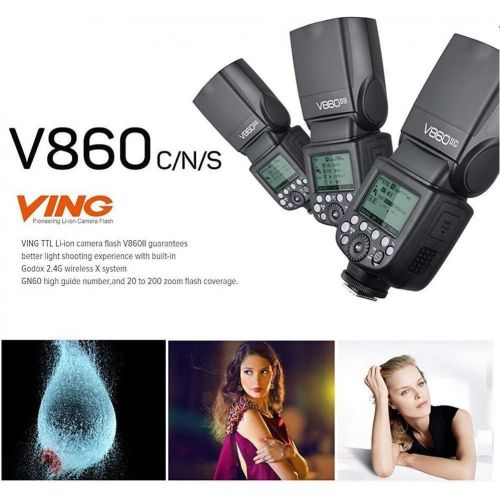  Godox V860II-N 2.4G TTL Li-on Battery Camera Flash Compatible for Nikon D800 D700 D7100 D7000 D5200 D5100 D5000 D300 D300S D3200 D3100 D3000 D200 D70S D810 D610 D90 D750 (V860II-N)