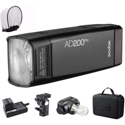  Godox AD200Pro Godox AD200 PRO Version, 200Ws 2.4G Flash Strobe, 1/8000 HSS, 500 Full Power Flashes, 0.01-1.8s Recycling, 2900mAh Battery, Bare Bulb/Speedlite Fresnel Flash Head, L