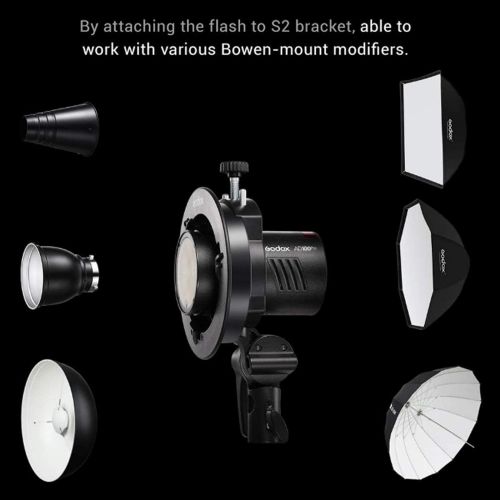  Godox Flash AD100Pro AD100 Pro Strobe Light Photography, 100Ws 2.4G Flash Strobe, 1/8000 HSS, 0.01-1.5s Recycling, 360 Full Power Flashes, 2600mAh Battery, Support TTL/M/Multi-Func