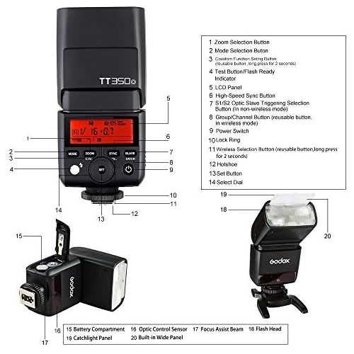  GODOX TT350o 2.4G HSS 1/8000s TTL GN36 Camera Flash Speedlite Compatible Olympus/Panasonic Mirrorless Digital Camera