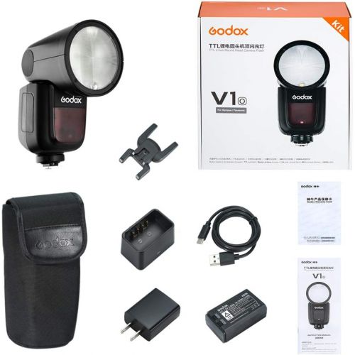  Godox V1-O Round Head Camera Flash Speedlite, 2.4G X Wireless HSS 76Ws Speedlight Flash with Li-on Battery Powered Compatible with Panasonic DSLR Cameras