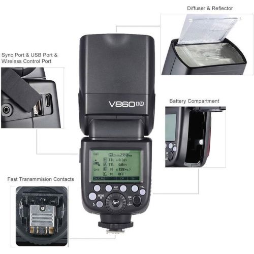  [아마존베스트]Godox V860II-S High-Speed Sync GN60 1/8000 2.4G TTL Li-on Battery Camera Flash Speedlite Compatible for Sony Camera+LETWING Cloth+Softbox+Color Filter