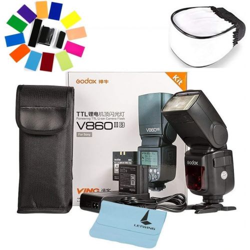  [아마존베스트]Godox V860II-S High-Speed Sync GN60 1/8000 2.4G TTL Li-on Battery Camera Flash Speedlite Compatible for Sony Camera+LETWING Cloth+Softbox+Color Filter