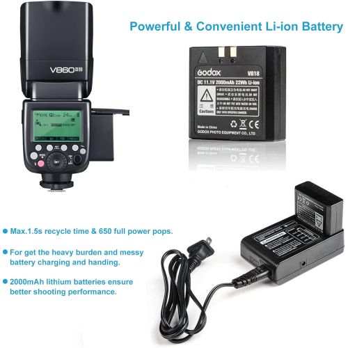  [아마존베스트]Godox V860II-N 2.4G TTL Li-on Battery Camera Flash Compatible for Nikon D800 D700 D7100 D7000 D5200 D5100 D5000 D300 D300S D3200 D3100 D3000 D200 D70S D810 D610 D90 D750 (V860II-N)