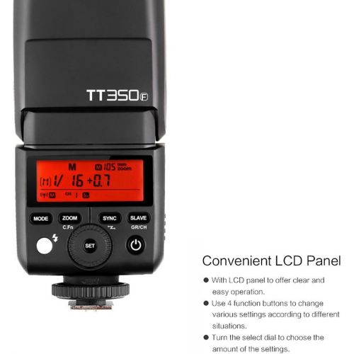  [아마존베스트]Godox TT350F 2.4G HSS 1/8000s TTL GN36 Camera Flash Speedlite for Fuji Cameras X-Pro2 X-T20 X-T2 X-T1 X-Pro1 X-T10 X-E1 X-A3 X100F X100T with Color Filters and PERGEAR Cleaning Clo