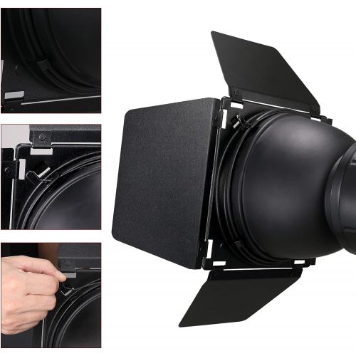  [아마존베스트]Godox BD-04 Barn Door & Honeycomb Grid &4 Color Gel Filters Compatible for Standard Reflectors Accessories kit