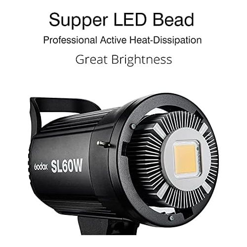  [아마존베스트]Godox SL-60W 60W CRI95+ Qa 90 5600±300K Bowens Mount Led Continuous Video Light with BD-04 Barn Door,Wirelessly Adjust Brightness, 433MHz Grouping System,for Video Recording,Weddin