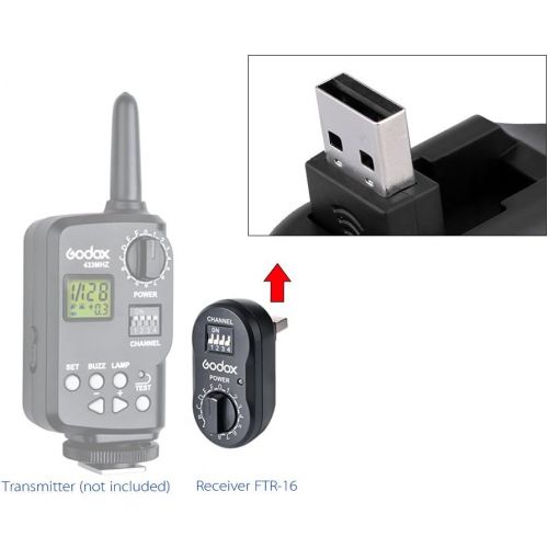  [아마존베스트]Godox FTR-16 Wireless Control Flash Trigger Receiver with USB Interface for Godox AD180 AD360 Speedlite or Studio Flash QTQSGT