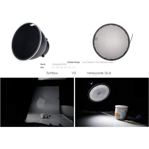  [아마존베스트]Godox 7/18cm Standard Reflector Diffuser with Honeycomb Grid 20/40/60 Degree for Bowens Mount Studio Light Strobe Flash