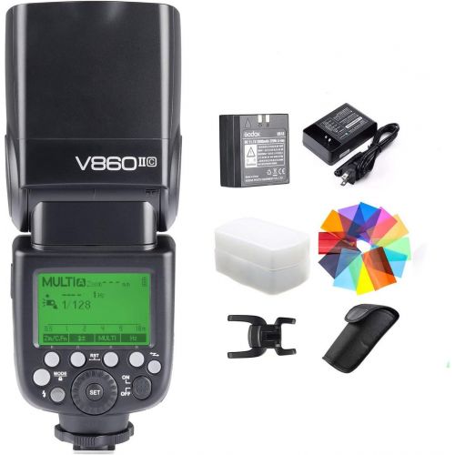  [아마존베스트]GODOX V860II-C Kit E-TTL High-Speed Sync 1/8000s 2.4G GN60 Li-ion Battery 1.5s Recycle Time Camera Flash Speedlite Light for Canon EOS Cameras with Color Filters & Diffuser (V860II