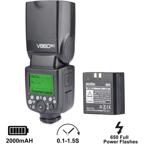  [아마존베스트]GODOX V860II-C Kit E-TTL High-Speed Sync 1/8000s 2.4G GN60 Li-ion Battery 1.5s Recycle Time Camera Flash Speedlite Light for Canon EOS Cameras with Color Filters & Diffuser (V860II