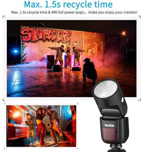  [아마존베스트]Godox V1-S Round Head Camera Flash Speedlite Flash for Sony DSLR Camera