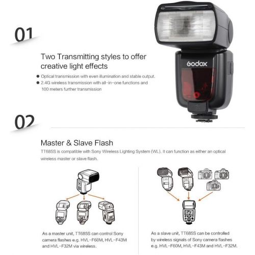  Godox GODOX TT685S TTL Camera Flash High Speed 18000s GN60 Compatible Sony DSLR Cameras+GODOX TT350S 2.4G HSS 1  8000s TTL GN36 Speedlite Compatible Sony Mirrorless Digital Camera