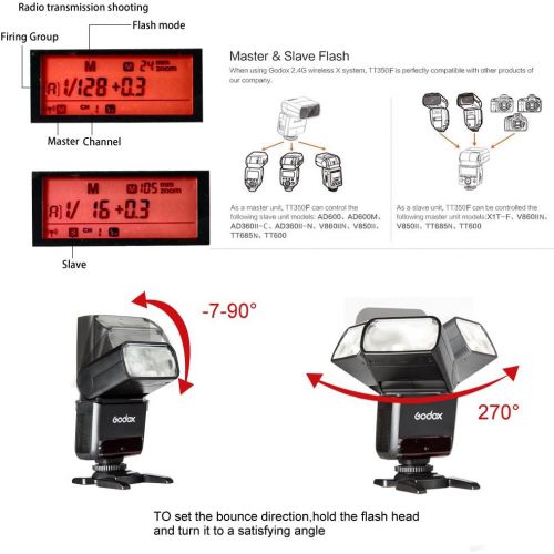  Godox TT350F TTL 2.4G HSS 18000s GN36 Camera Flash Speedlite with Godox X1T-F Wireless Flash Trigger Transmitter for Fuji Fujifilm Cameras X-Pro2 X-T20 X-T2 X-T1 X-Pro1 X-T10 X-E1