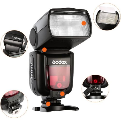  2pcs Godox TT685C HSS 18000S GN60 TTL Flash Speedlite with X1T-C 2.4G TTL Remote Wireless Flash Trigger with Color Filters, Flash Bounce Diffuser Cap for Canon EOS Cameras