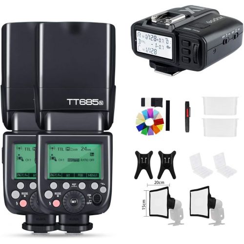  Godox 2X TT685N 2.4G HSS i-TTL GN60 Wireless Flash + X1T-N TTL Trigger Compatible for Nikon D800 D700 D7100 D7000 D5100 D810 D90