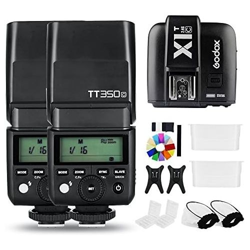  Godox 2X TT350C Mini Flash TTL HSS 1  8000s 2.4G Wireless with X1T-C 2.4G Wireless Flash Trigger Transmitter Compatible for Canon