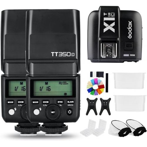  Godox 2X TT350C Mini Flash TTL HSS 1  8000s 2.4G Wireless with X1T-C 2.4G Wireless Flash Trigger Transmitter Compatible for Canon