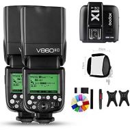 Godox 2X V860II-C V860IIC Speedlite GN60 HSS 18000s TTL Flash Light with X1T-C Wireless Flash Trigger Transmitter Compatible for Canon