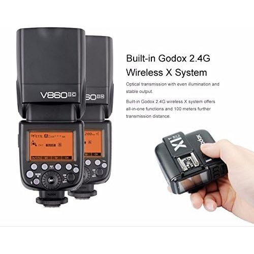  Godox 2X V860II-C V860IIC Speedlite GN60 HSS 18000s TTL Flash Light with X1T-C Wireless Flash Trigger Transmitter Compatible for Canon