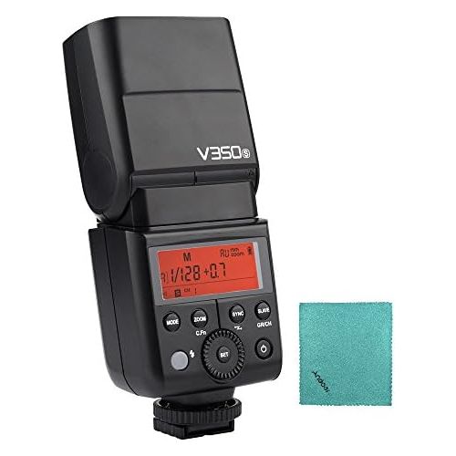  Godox V350S 2.4G Wireless Speedlite Camera Flash TTL 18000s HSS Built-in 2000mAh Li-ion Battery with Andoer Cleaning Cloth for Ony A77II A7RII A7R A58 A99 ILCE6000L A77II R