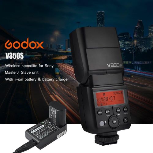  Godox V350S 2.4G Wireless Speedlite Camera Flash TTL 18000s HSS Built-in 2000mAh Li-ion Battery with Andoer Cleaning Cloth for Ony A77II A7RII A7R A58 A99 ILCE6000L A77II R