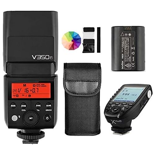  Godox GODOX V350F 2.4G TTL Camera Flash Speedlite with Li-ion Battery, XPro-F TTL Wireless Flash Trigger for Fuji Fujifilm GFX50S X-Pro2 X-T20 X-T2 X-T1 X-Pro1 X-T10 X-E1 X-A3 X100F X100