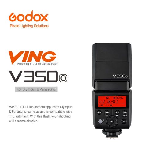  Godox GODOX V350O TTL Flash for Olympus Panasonic 2.4G 18000s HSS GN36 Li-ion Battery Camera Speedlite, 500 Full Power Flash, 0.1 to 1.7s Recycle Time