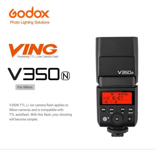  Godox GODOX V350N 2.4G TTL HSS 18000s Li-ion Battery Camera Flash Speedlite with XPro-N TTL Wireless Flash Trigger for Nikon D3100 D3200 D3300 D5000 D5100 D5300 D7000 D7100 etc