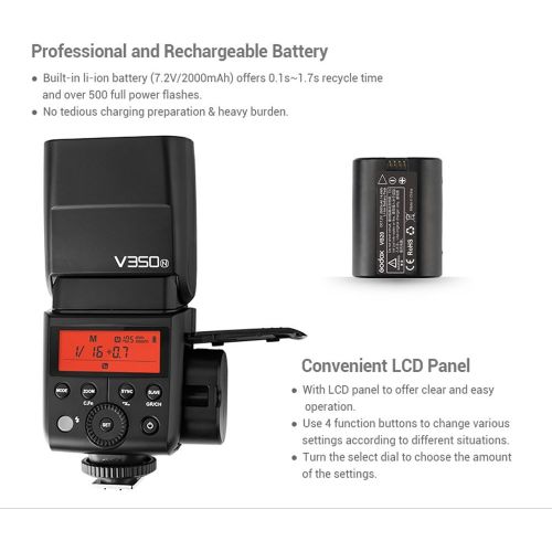  Godox GODOX V350N 2.4G TTL HSS 18000s TTL Flash with Rechargeable Battery + GODOX X1T-N TTL Wireless Flash Trigger for Nikon D3100 D3200 D3300 D5000 D5100 D5300 D7000 D7100, etc