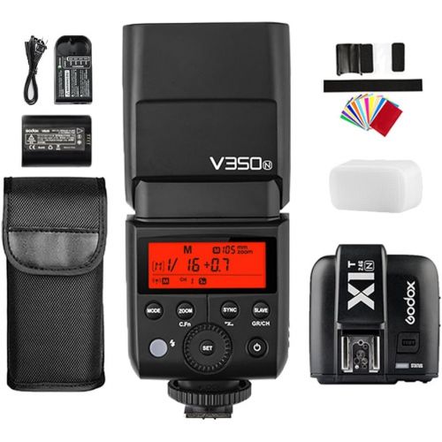  Godox GODOX V350N 2.4G TTL HSS 18000s TTL Flash with Rechargeable Battery + GODOX X1T-N TTL Wireless Flash Trigger for Nikon D3100 D3200 D3300 D5000 D5100 D5300 D7000 D7100, etc