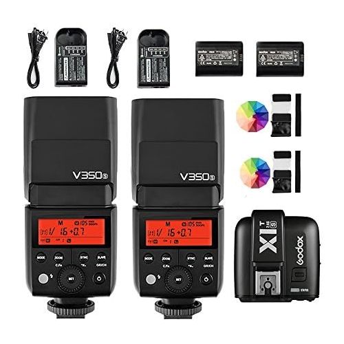  Godox 2X GODOX V350S TTL 2.4G HSS 18000s GN36 Li-ion Battery Camera Flash Speedlite with X11T-S TTL Wireless Flash Trigger for Sony a7RII, a7RII, a7R, a58, a99, ILCE6000L, a77 II, RX10,