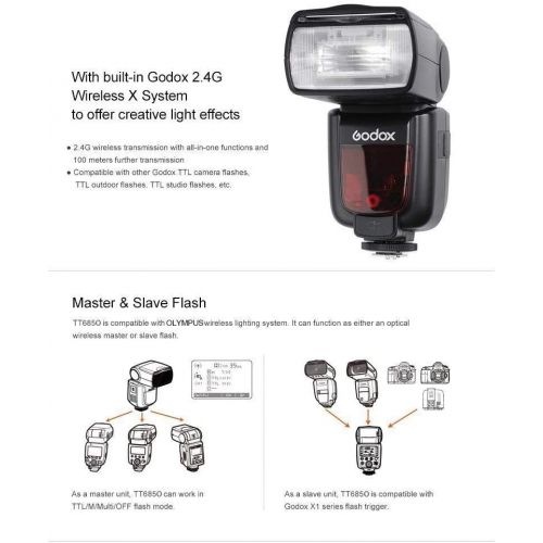  Godox TT685O Thinklite TTL Camera Flash High Speed 18000s GN60 for Olympus Panasonic Cameras E-TTL II Autoflash,Godox XPro-O Flash Trigger for Olympus Panasonic Cameras