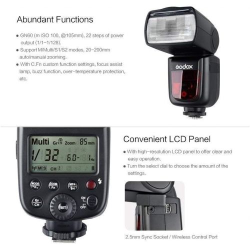  Godox V850II GN60 2.4G 18000s HSS Camera Flash Speedlight with 2000mAh Li-ion Battery Features 1.5s Recycle Time and 650 Full Power Pops for Canon,Godox XPro-C Flash Trigger For C