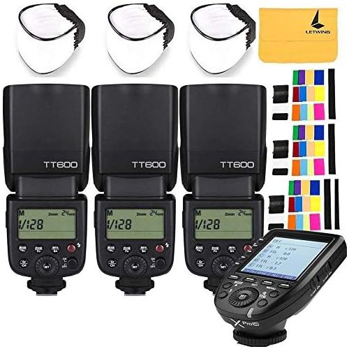  Godox GODOX TT600 2.4G Wireless 3X Camera Flash Speedlite,GODOX XPro-N Wireless Flash Trigger Compatible with Canon EOS Series Cameras,3X Diffuer,3X LETWING Color Filter