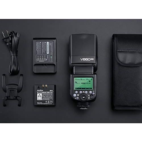  Godox V860II-F 2.4G GN60 I-TTL HSS 18000s Li-ion Battery Camera Flash Speedlite with Xpro-F Wireless Flash Trigger,1.5S Recycle Time 650 Full Power Pops Supports Compatible for Fu