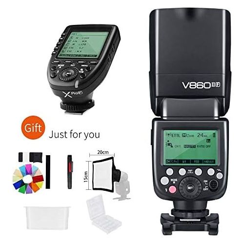  Godox V860II-F 2.4G GN60 I-TTL HSS 18000s Li-ion Battery Camera Flash Speedlite with Xpro-F Wireless Flash Trigger,1.5S Recycle Time 650 Full Power Pops Supports Compatible for Fu