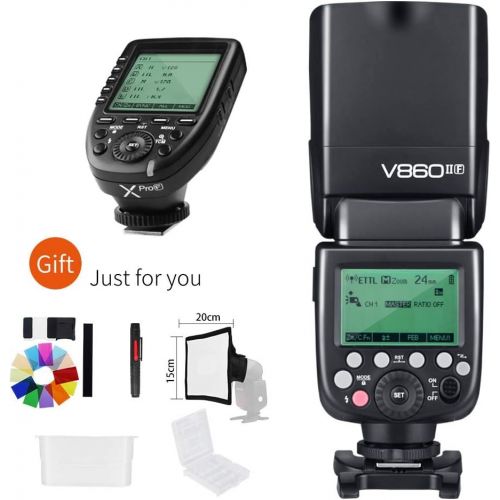  Godox V860II-F 2.4G GN60 I-TTL HSS 18000s Li-ion Battery Camera Flash Speedlite with Xpro-F Wireless Flash Trigger,1.5S Recycle Time 650 Full Power Pops Supports Compatible for Fu