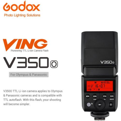  Godox GODOX V350O 2.4G HSS 18000s Li-ion Battery TTL Flash Speedlite with XPro-O TTL Wireless Flash Trigger for Olympus Panasonic Cameras