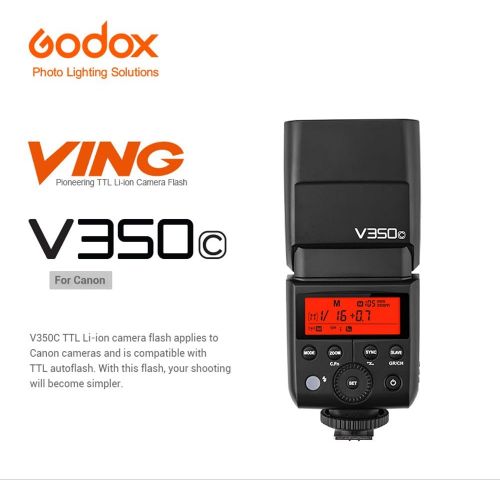  Godox GODOX V350C TTL Flash 2.4G HSS 18000s GN36 Camera Speedlite with 7.2V 2000mAh Li-ion Battery for Canon M3 M5 M6 M50 1300D 750D 200D 5D 6D 7D 80D 100D 600D 800D 70D 700D 77D 2000D