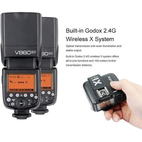  Godox GODOX V860II-F 2.4G TTL Li-on Battery 2X Camera Flash Speedlite Compatible For Fujifilm Camera X-Pro2 X-T20 X-T1 X-T2 X-Pro1 X100F,GODOX X1T-F Flash Trigger Transmitter Compatible