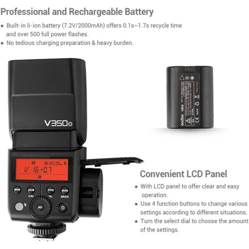  Godox V350O TTL 2.4G Camera Flash with Built-in Rechargeable 7.2V2000mAh Li-ion Battery,Godox XPro-O Flash Trigger For Olympus Panasonic Cameras