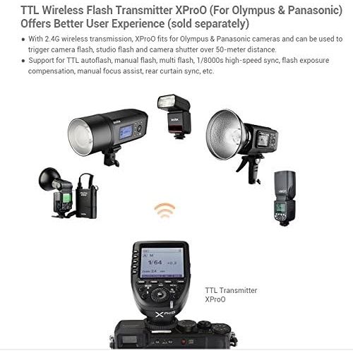  Godox V350O TTL Flash Speedlite LCD Panel 2.4G Wireless Max. 18000s GN36 C.Fn Shoe Mount Camera Flash Slave Photography Light with Li-ion Battery Compatible Olympus Panasonic Came