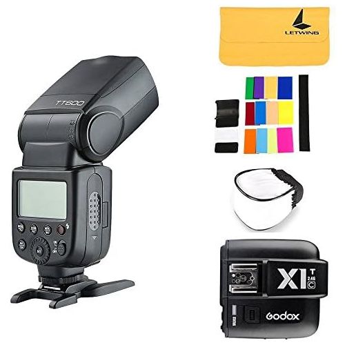  Godox GODOX TT600 2.4G Wireless Camera Flash Speedlite,GODOX X1T-C Wireless Transmitter for Canon EOS Series Cameras,1X Diffuer,1X LETWING Color Filter