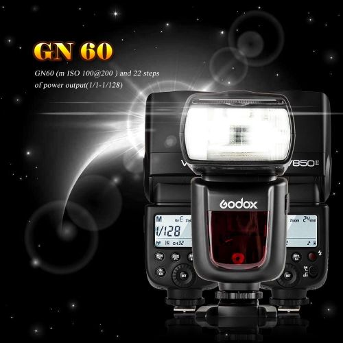  2 Pcs Godox Ving V850II GN60 2.4G 18000s HSS Camera Flash Speedlight with 2000mAh Li-ion Batteries Features 1.5s recycle time and 650 Full Power Pops for Canon Nikon Pentax Olympa