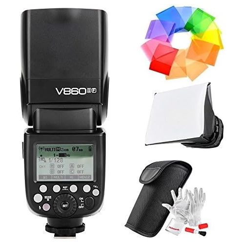  Godox V860II-F 2.4G TTL Flash for Fuji Camera GN60 HSS 18000s 1.5S Recycle Time 650 Full Power Pops 22 Steps of Power Output - with 2000mAh Rechargeable Battery and Charger