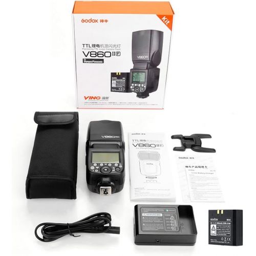  Godox V860II-F 2.4G TTL Flash for Fuji Camera GN60 HSS 18000s 1.5S Recycle Time 650 Full Power Pops 22 Steps of Power Output - with 2000mAh Rechargeable Battery and Charger