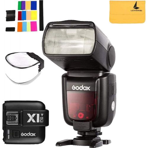  Godox TT685C Thinklite TTL Camera Flash 2.4GHz High Speed 18000s GN60 Compatible Canon EOS Cameras E-TTL II Autoflash+Godox X1T-C TTL Wireless Transmitter Compatible Canon EOS Ser