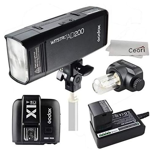  Godox AD200 200Ws 2.4G TTL Speedlite 18000s HSS 2900mAh Battery with X1T-C Wireless Transmitter for Canon DSLR Camera with Microfiber Cloth